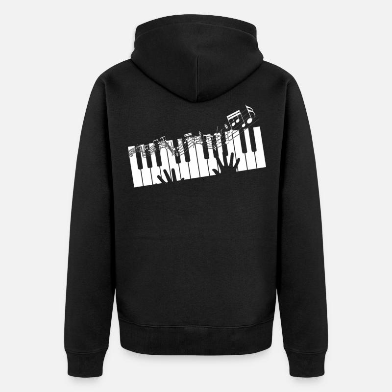 Note de musique Piano Clavier - Veste à capuche bio Premium Unisexe - noir
