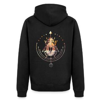 Heiliger Skarabäus Ägyptische Okkulte Geometrie - Unisex Premium Bio Zip Hoodie - Schwarz - Hinten - Nico (187cm)