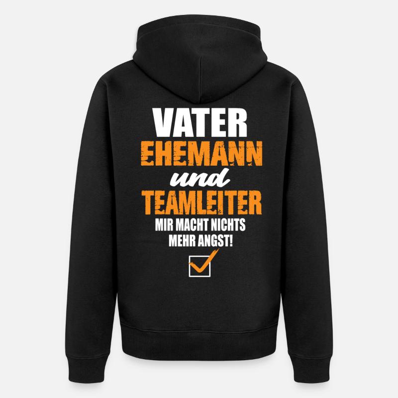 Vater Ehemann und Teamleiter - Unisex Premium Bio Zip Hoodie - Schwarz