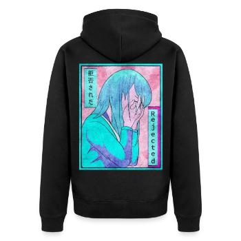 Sad Anime Girl Vaporwave Esthétique amincie - Veste à capuche bio Premium Unisexe - noir - Dos - Nico (187cm)