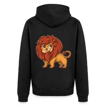 Lion Tshirt Kids Lion's Head King Animal Safari - Unisex Premium Organic Zip Hoodie - black - Back - Nico (187cm)