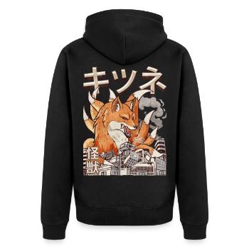 Kaiju Kitsune Nine-tailed Fox Japanese Ge - Unisex Premium Organic Zip Hoodie - black - Back - Nico (187cm)
