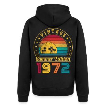 Summer Edition 1972 Geburtstag Jahrgang 1972 Retro - Unisex Premium Bio Zip Hoodie - Schwarz - Hinten - Nico (187cm)