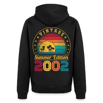 Summer Edition 2002 Geburtstag Jahrgang 2002 Retro - Unisex Premium Bio Zip Hoodie - Schwarz - Hinten - Nico (187cm)