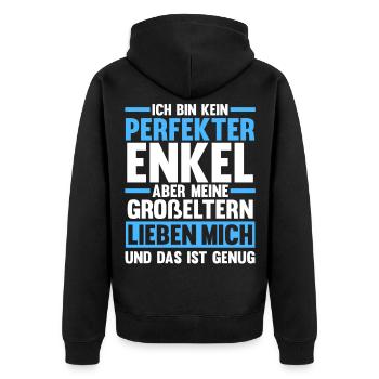 Enkel - Unisex Premium Bio Zip Hoodie - Schwarz - Hinten - Nico (187cm)