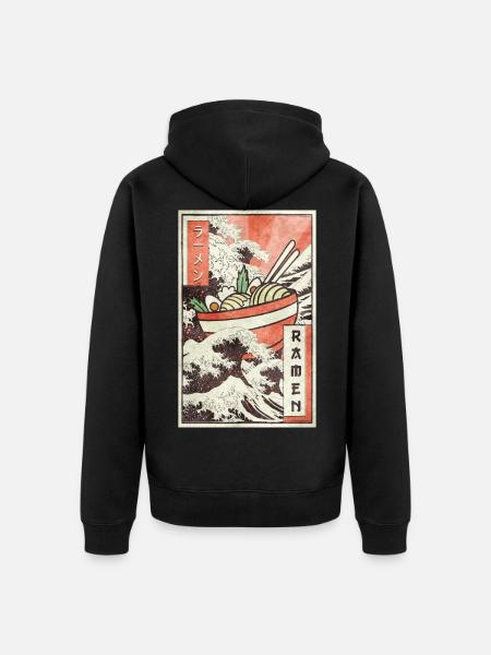 Ramen Kanagawa Wave Vaporwave Esthetische Smaak - Uniseks Premium bio ziphoodie - zwart