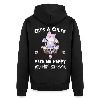 Les chats et les sectes me rendent heureux Tu ne es pas - Veste à capuche bio Premium Unisexe - noir - Dos - Nico (187cm)