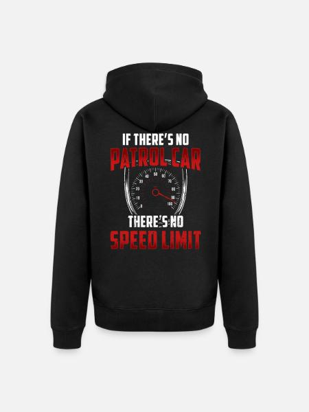 Ohne Streifenwagen Keine Tempolimit Raser Rasen - Unisex Premium Bio Zip Hoodie - Schwarz