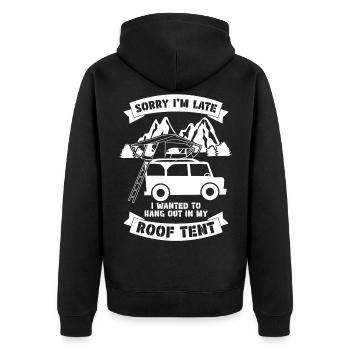 Dachzelt Autodachzelt Camping Offroad - Unisex Premium Bio Zip Hoodie - Schwarz - Hinten - Nico (187cm)