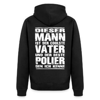 Vater und Polier - Unisex Premium Bio Zip Hoodie - Schwarz - Hinten - Nico (187cm)