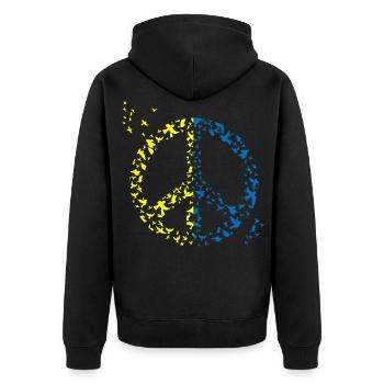 Ukraine Bird Peace Sign Ukraine Flag Peace Bird - Unisex Premium Bio Zip Hoodie - Schwarz - Hinten - Nico (187cm)