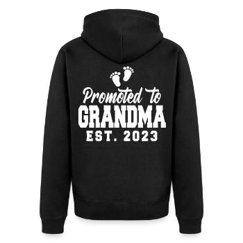Promu grand-mère 2023 - Veste à capuche bio Premium Unisexe - noir - Dos - Nico (187cm)