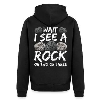 Wait I see a stone or two or three - Unisex Premium Organic Zip Hoodie - black - Back - Nico (187cm)