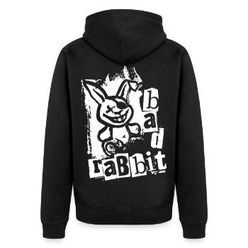 Bad Rabbit - Freches Häschen Kaninchen Hase - Unisex Premium Bio Zip Hoodie - Schwarz - Hinten - Nico (187cm)