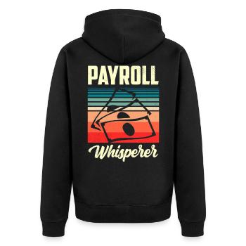 Lohnbuchhaltung Flüsterer Human Resources HR - Unisex Premium Bio Zip Hoodie - Schwarz - Hinten - Nico (187cm)