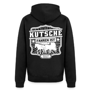 Kutsche Pferde Pferdekutsche Kutscher - Unisex Premium Bio Zip Hoodie - Schwarz - Hinten - Nico (187cm)