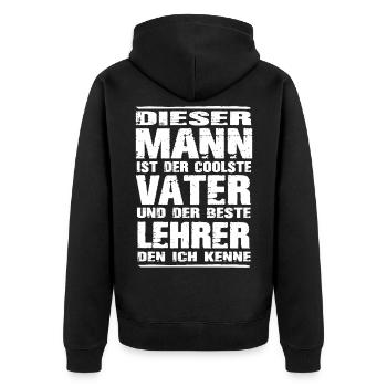 Lehrer - Unisex Premium Bio Zip Hoodie - Schwarz - Hinten - Nico (187cm)