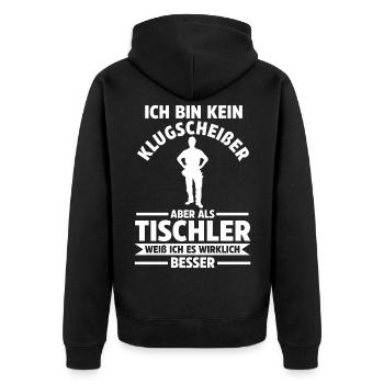 Tischler - Unisex Premium Bio Zip Hoodie - Schwarz - Hinten - Nico (187cm)