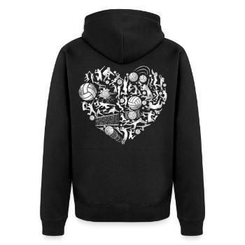 Volleyball Player Team Heart - Unisex Premium Bio Zip Hoodie - Schwarz - Hinten - Nico (187cm)