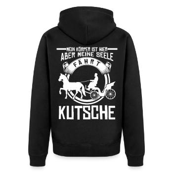 Kutsche Fuhrmann Pferdekutsche Kutscher - Unisex Premium Bio Zip Hoodie - Schwarz - Hinten - Nico (187cm)