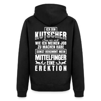 Kutsche Pferdekutsche Witz Kutscher - Unisex Premium Bio Zip Hoodie - Schwarz - Hinten - Nico (187cm)
