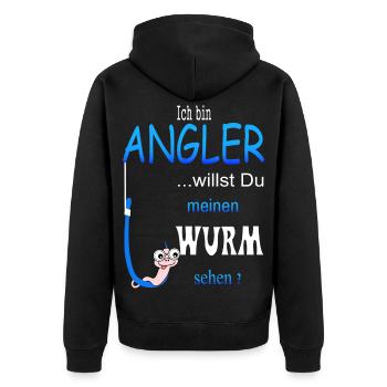 Lustige Angler Spruch - Unisex Premium Bio Zip Hoodie - Schwarz - Hinten - Nico (187cm)