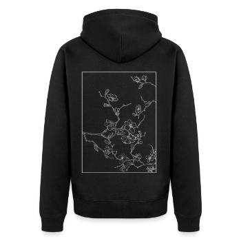 Floral Design Cerisier Outline Blanc - Veste à capuche bio Premium Unisexe - noir - Dos - Nico (187cm)
