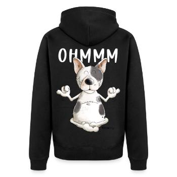 Yoga Bullterrier I Bull Terrier Hund I Meditation - Unisex Premium Bio Zip Hoodie - Schwarz - Hinten - Nico (187cm)