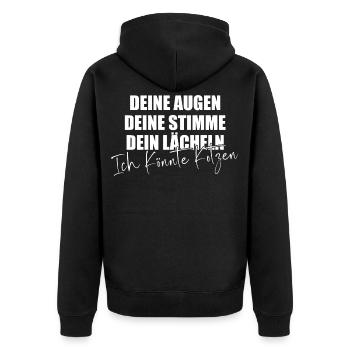 Deine Augen Deine Stimme Dein Lächeln Kotzen - Unisex Premium Bio Zip Hoodie - Schwarz - Hinten - Nico (187cm)