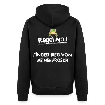 Frösche Frosch - Unisex Premium Bio Zip Hoodie - Schwarz - Hinten - Nico (187cm)