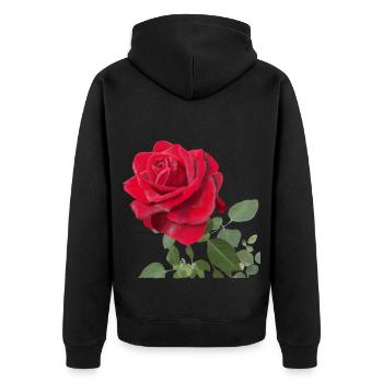 Red rose - Unisex Premium Organic Zip Hoodie - black - Back - Nico (187cm)