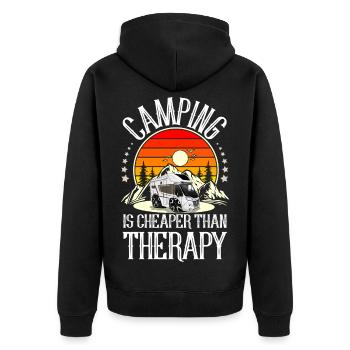 Camping Campen Camper - Unisex Premium Bio Zip Hoodie - Schwarz - Hinten - Nico (187cm)