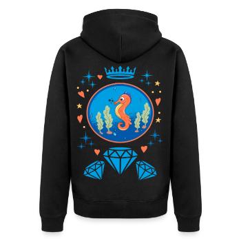 Insigne d’hippocampe Diamond - Veste à capuche bio Premium Unisexe - noir - Dos - Nico (187cm)