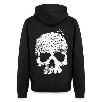 Tree of Life Skull Illustration - Unisex Premium Organic Zip Hoodie - black - Back - Nico (187cm)