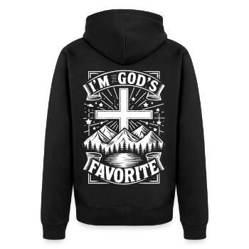 Je suis le préféré de Dieu - Veste à capuche bio Premium Unisexe - noir - Dos - Nico (187cm)