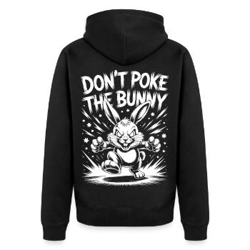 Motif de lapin humoristique sur imprimé - Veste à capuche bio Premium Unisexe - noir - Dos - Nico (187cm)