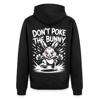 Angry Bunny Protest Design - Unisex Premium Bio Zip Hoodie - Schwarz - Hinten - Nico (187cm)