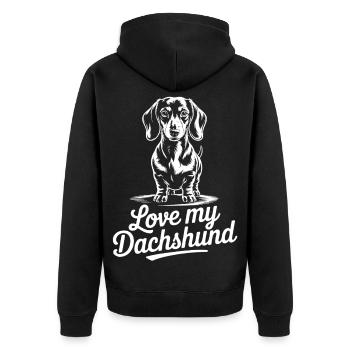 Motif de teckel préféré - Veste à capuche bio Premium Unisexe - noir - Dos - Nico (187cm)