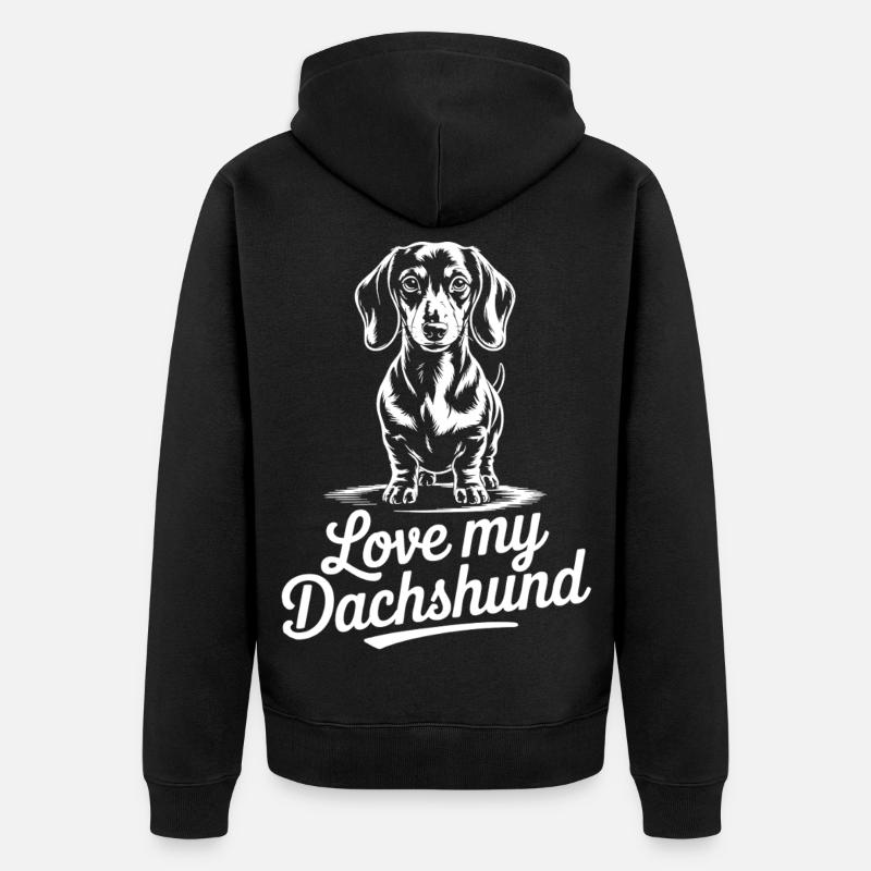 Motif de teckel préféré - Veste à capuche bio Premium Unisexe - noir