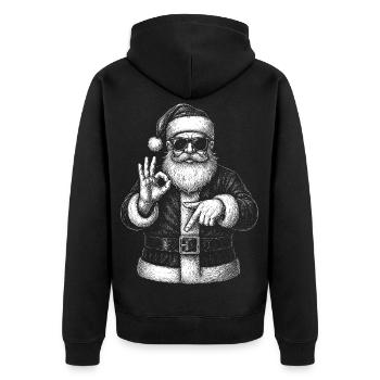 Santa six seven characters Black White - Unisex Premium Organic Zip Hoodie - black - Back - Nico (187cm)