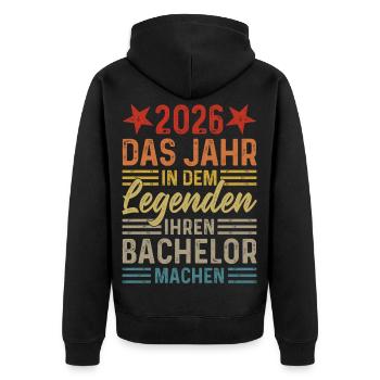 L’année 2026 des légendes obtiennent leur bachelor - Veste à capuche bio Premium Unisexe - noir - Dos - Nico (187cm)
