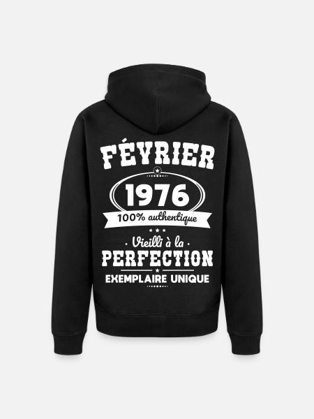 50-jähriges Jubiläum – Februar 1976 Perfektion - Unisex Premium Bio Zip Hoodie - Schwarz