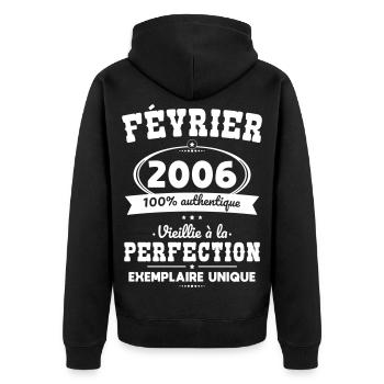 20th Anniversary - February 2006 Perfection - Unisex Premium Organic Zip Hoodie - black - Back - Nico (187cm)