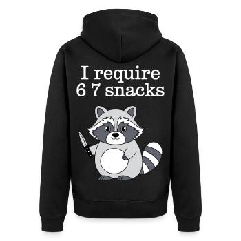 6-7 Internet Meme Cooler 6 7 Waschbär - Unisex Premium Bio Zip Hoodie - Schwarz - Hinten - Nico (187cm)