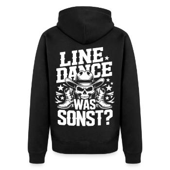 Line Dance Schädel Cowboy - Unisex Premium Bio Zip Hoodie - Schwarz - Hinten - Nico (187cm)
