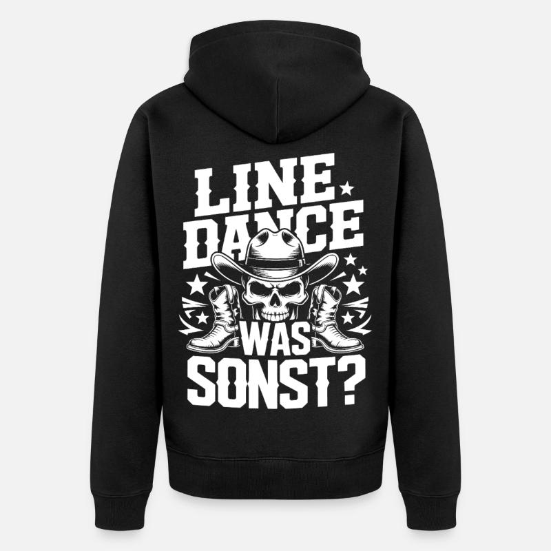 Line Dance Schädel Cowboy - Unisex Premium Bio Zip Hoodie - Schwarz