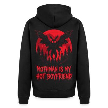Mothman ist mein heißer Freund Kryptid - Unisex Premium Bio Zip Hoodie - Schwarz - Hinten - Nico (187cm)