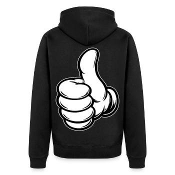 OK Comic Daumenhoch Handsymbol  - Unisex Premium Bio Zip Hoodie - Schwarz - Hinten - Nico (187cm)