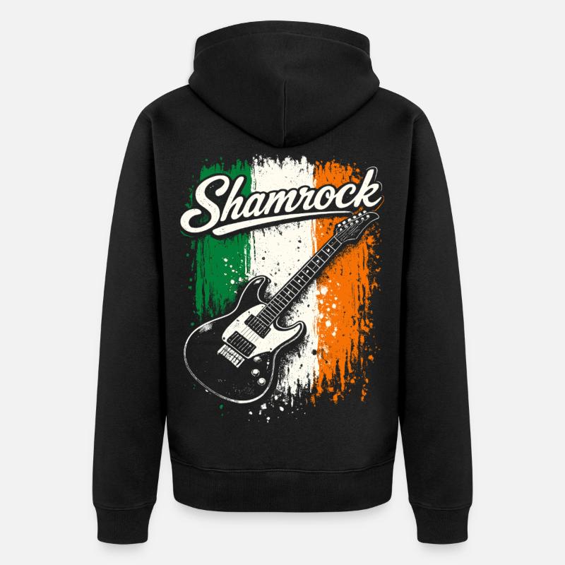 St Patrick E-Gitarre Irish Flag Rock - Unisex Premium Bio Zip Hoodie - Schwarz