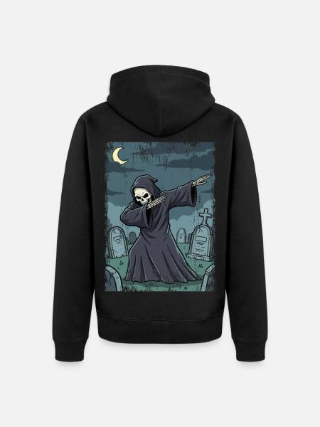 Grim Reaper på nattkirkegården - Premium økologisk unisex-hettejakke - svart